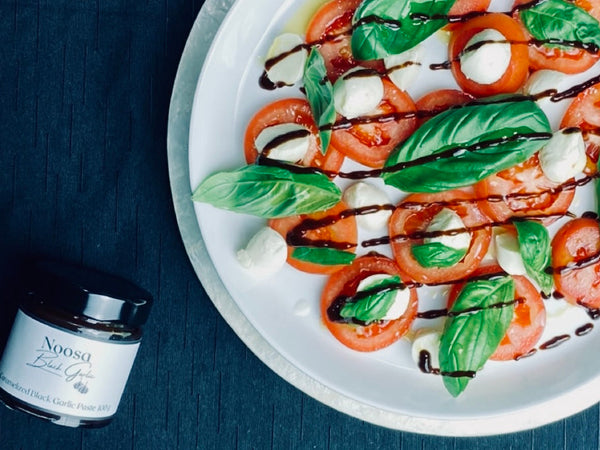 Caprese Salad with Caramelized Black Garlic Paste
