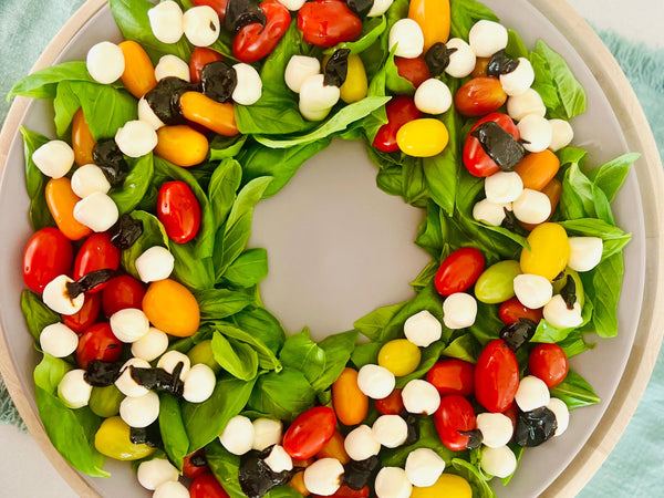 Caprese Salad Wreath with Caramelized Black Garlic Paste