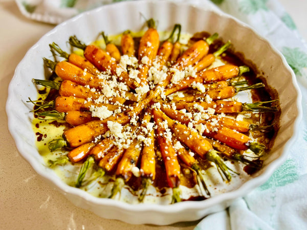Black Garlic Honey Roasted Carrots & Feta