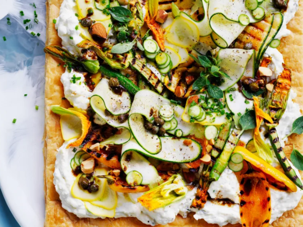 Zucchini, Ricotta & Black Garlic Tart