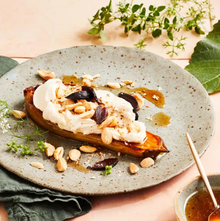 Coal-Roasted Eggplant with Black Garlic